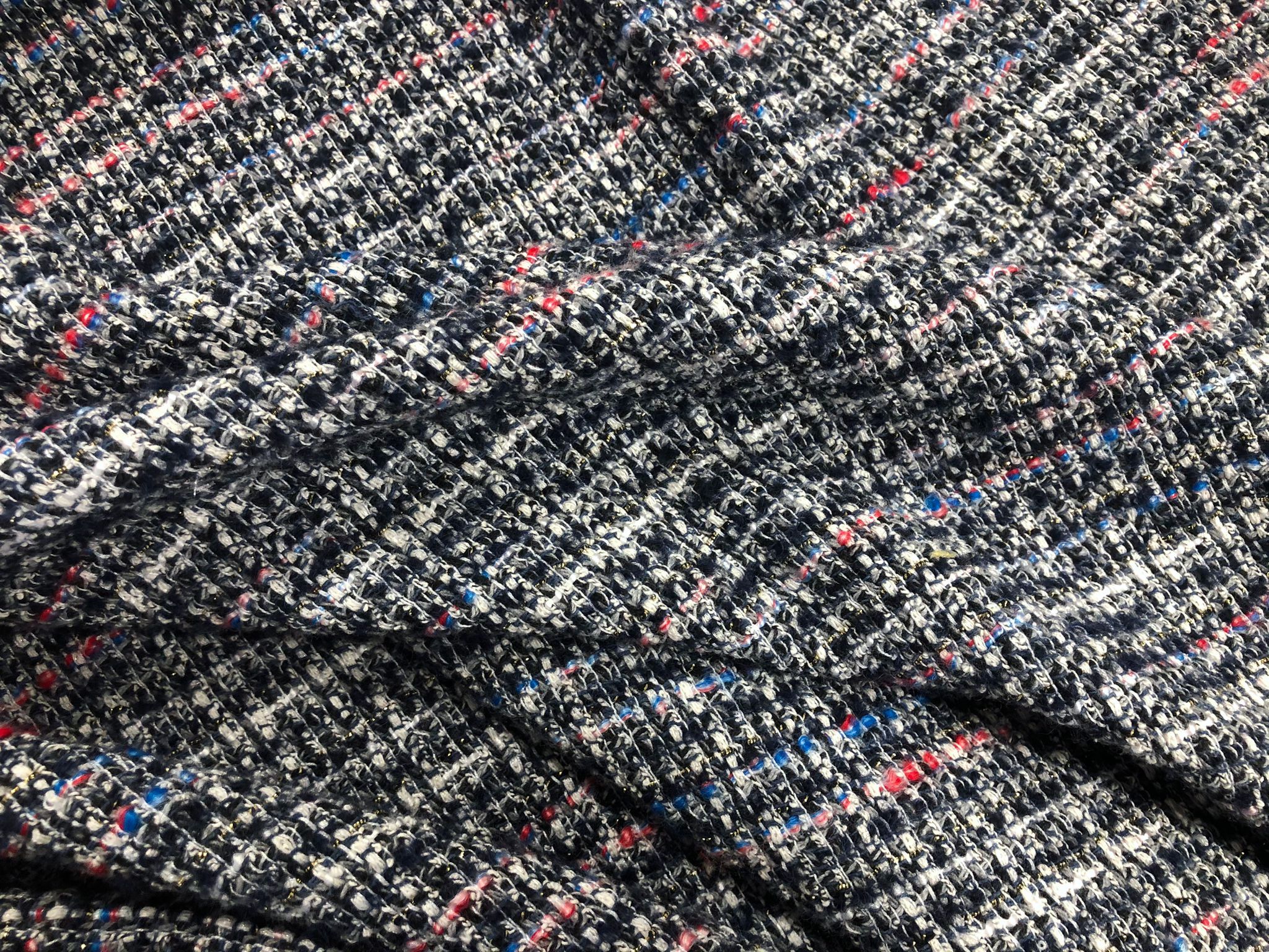 Tweed Bouclè, Red, White, Blue & Black