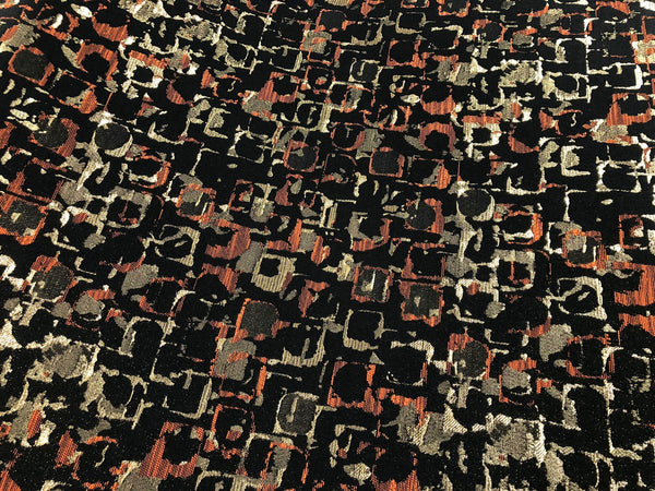 Abstract Red, Gold & Black Lurex Jacquard