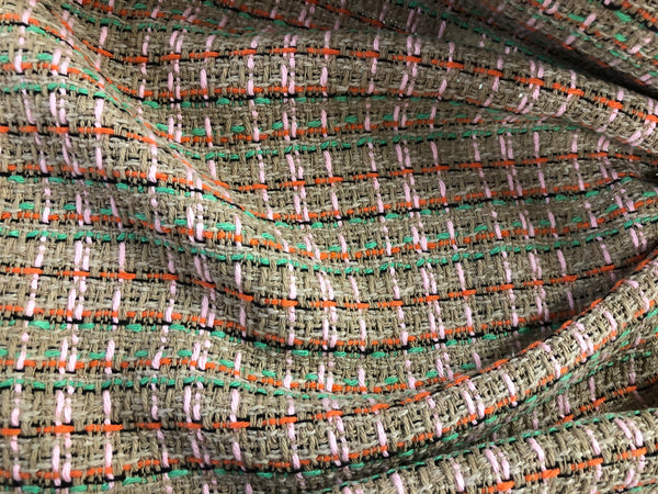 Beige,Black,Green,Pink,Red & Lurex Tweed Suiting