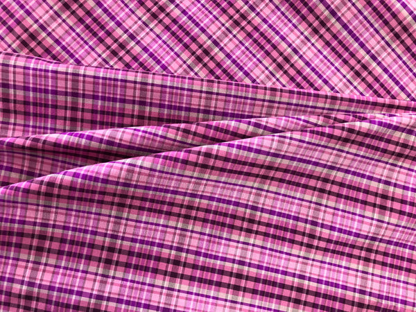 LAST PIECE: 1.8 mt   Silk Taffeta Purple Tartan