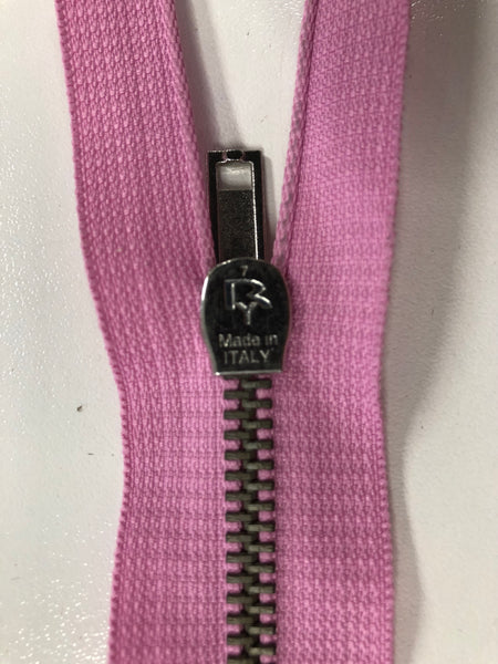 67cm Double Open-ended Zipper, Pink with Silver Hardware