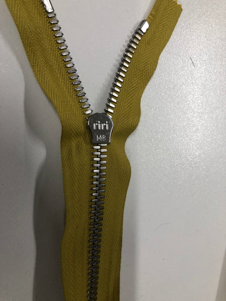 70cm  Open-ended Zipper, Mustard with Silver Hardware