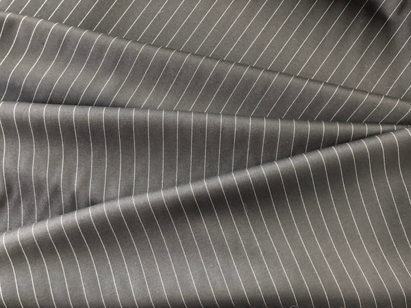 Black Stretch Pin Stripe Gabardine Wool Suiting