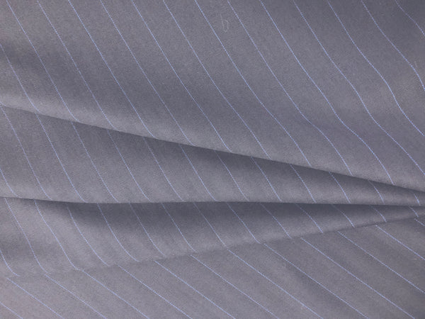 Italian Navy Pin Stripe Herringbone Wool Suiting