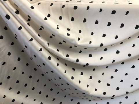 Black  Half Circle Print on Ivory Twill Silk