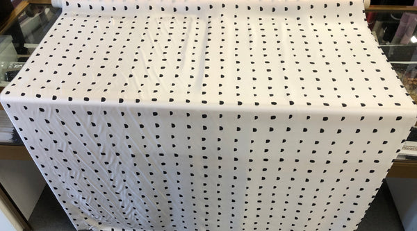 Black  Half Circle Print on Ivory Twill Silk