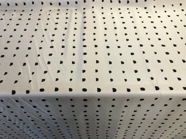 Black  Half Circle Print on Ivory Twill Silk