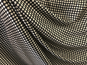 Ivory On Black Polka Dot on Twill Silk