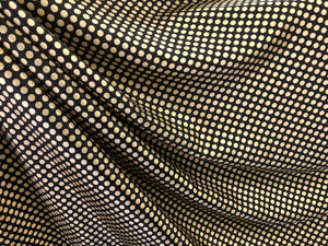 Gold Polka Dots on Black Twill Silk