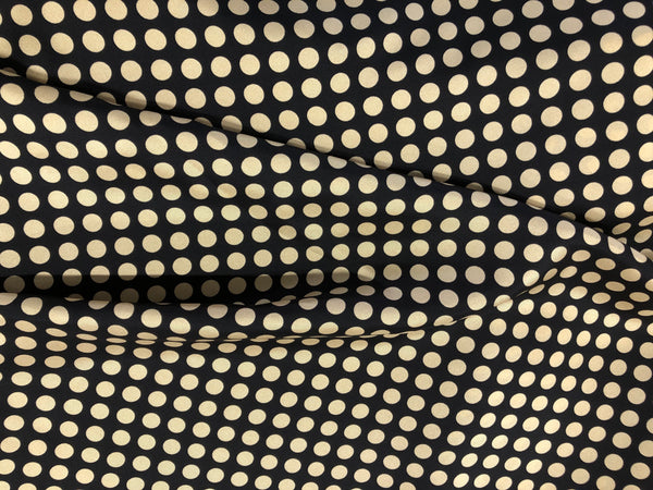 Gold Polka Dots on Black Twill Silk