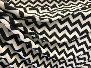 Black & White Zig Zag Print on Ponti Jersey