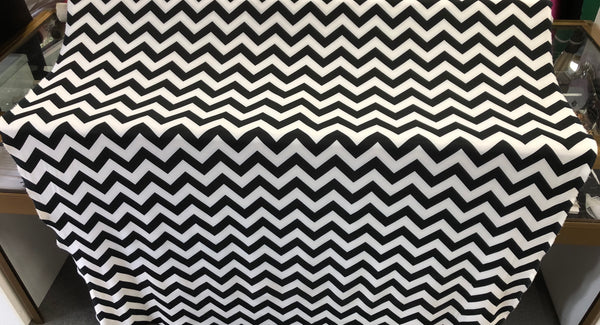 Black & White Zig Zag Print on Ponti Jersey