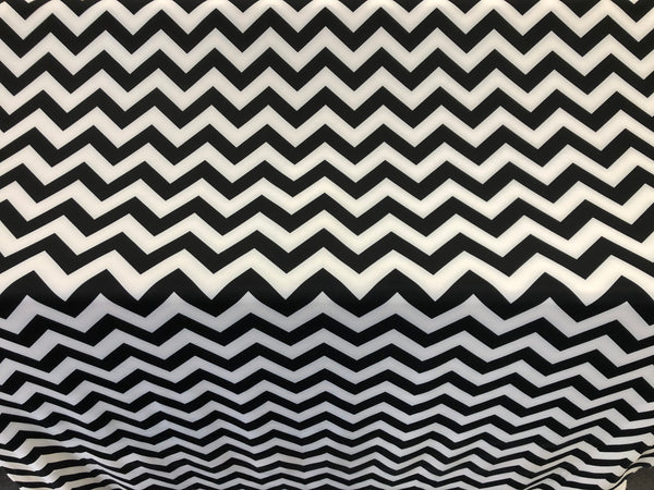 Black & White Zig Zag Print on Ponti Jersey