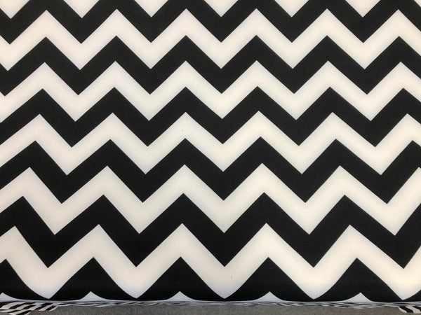 Black & White Zig Zag Print on Ponti Jersey