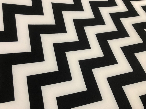 Black & White Zig Zag Print on Ponti Jersey