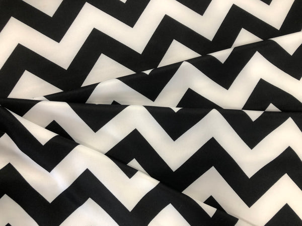 Black & White Zig Zag Print on Ponti Jersey