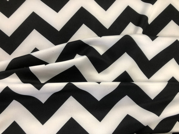 Black & White Zig Zag Print on Ponti Jersey