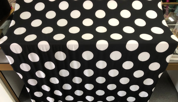 Large Polka dot Print on Black Jersey