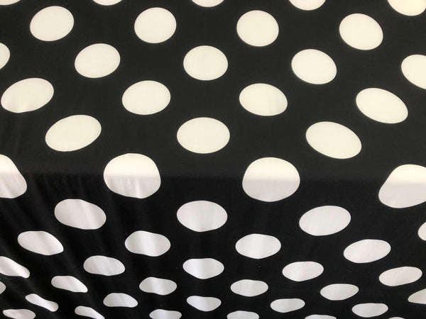 Large Polka dot Print on Black Jersey