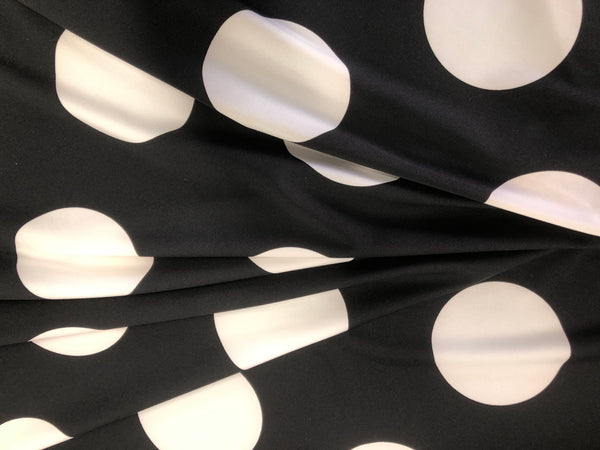 Large Polka dot Print on Black Jersey