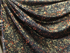 Abstract Red, Gold & Black Lurex Jacquard