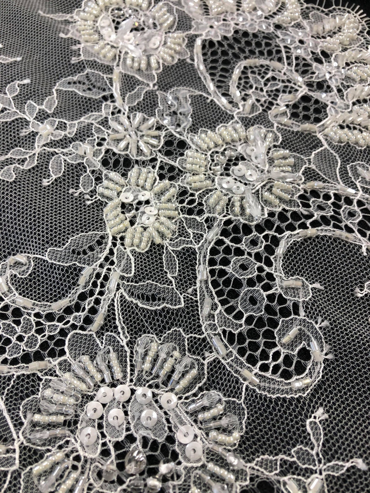 Lace fabric ivory color - Chantilly lace - lace fabric from
