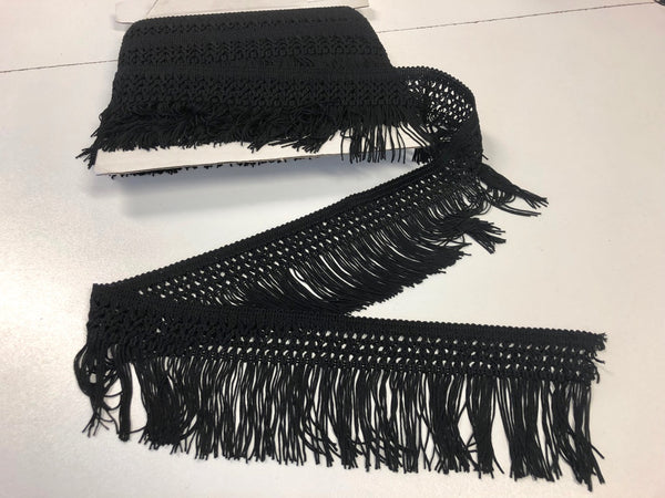 Black Intricate Macrame Fringe Trim