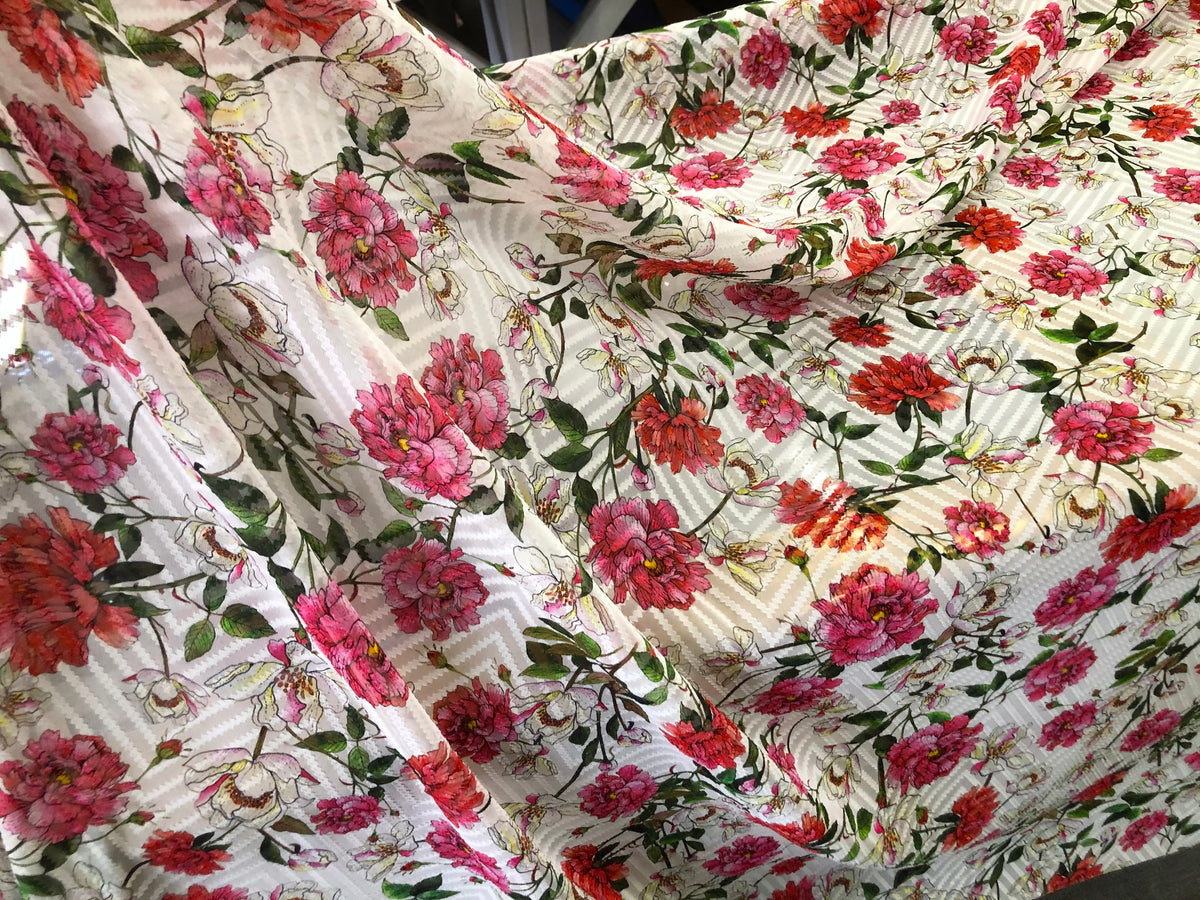 Peony Print on Clipped, Semi-sheer Devorè – Fabric Muse