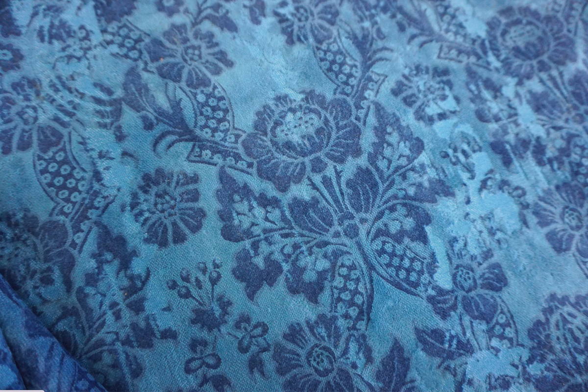 Printed Velvet Devorè- Cerulean Blue – Fabric Muse