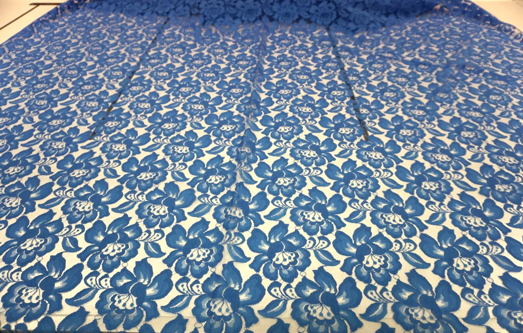 Bright Blue Floral Lace – Fabric Muse
