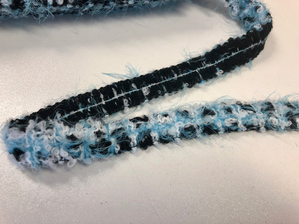 Blue, Black & White Textured Braid Trim
